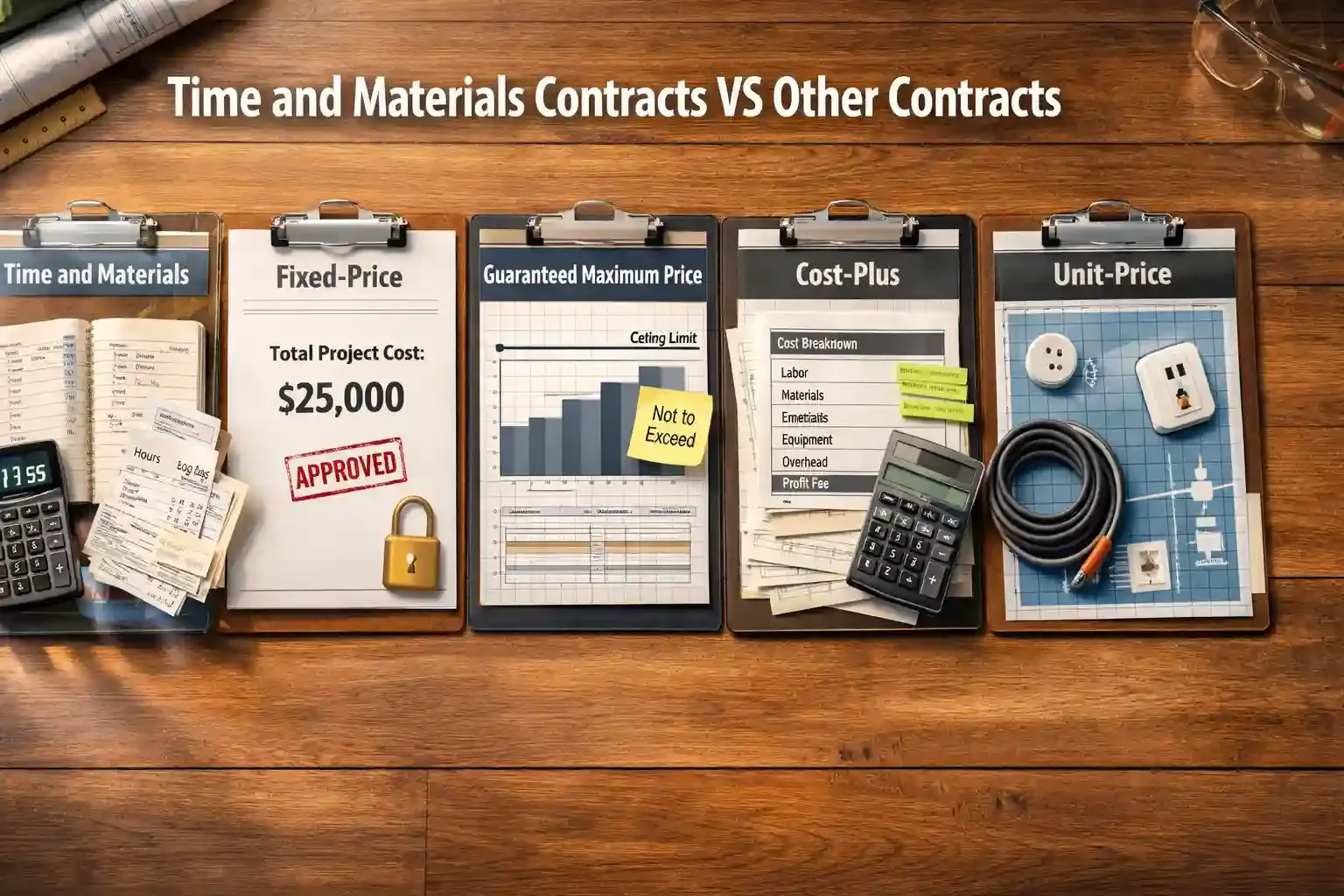 Time and materials vs other contract types on desk layout